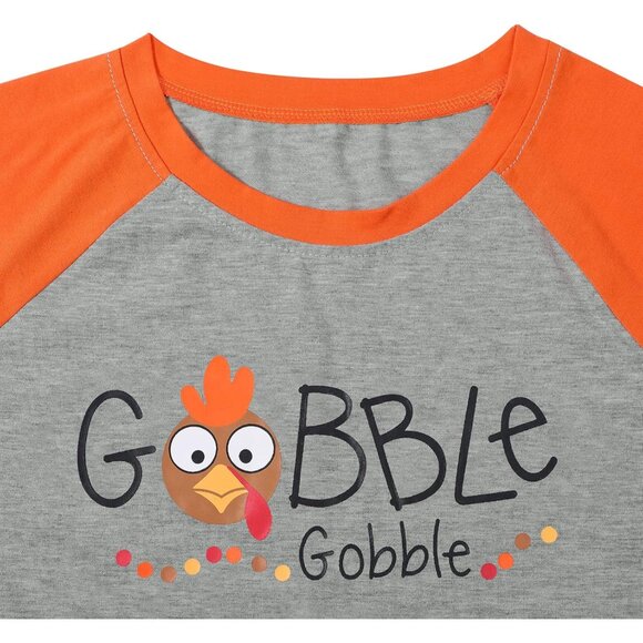 Thanksgiving Turkey Graphic Shirt Women Raglan Long Sleeve Tee Gift Idea - Picture 3 of 4